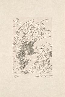 Sammlung von 5 Publikationen zu Pablo Picasso, Marc Chagall und André Masson. Mit zahlreichen teils farbigen Abbildungen und einer signierten Original