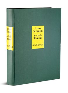 Schmidt, Arno Zettels Traum. Faksimile-Ausgabe des Manuskripts. Stuttgart, Stahlberg, 1970. 3 Bll., 1330 S. Folio. Grüne OLwd. mit Rücken- u. Deckelti