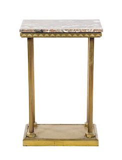 An Art Deco Brass Occasional Table, Height 31 1/8 x width 20 x depth 12 inches.