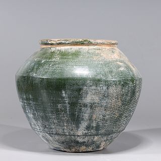 Chinese Green Crackle Glazed Early Style Vessel