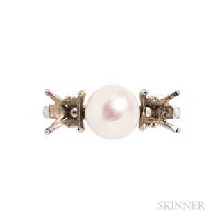 Platinum and Cultured Pearl Ring Mount