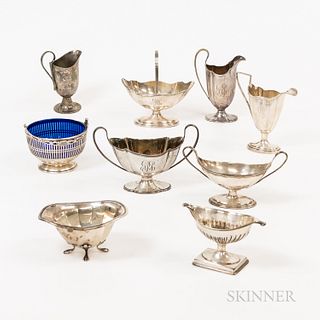 Group of Sterling Silver and Silver-plated Sugars and Creamers