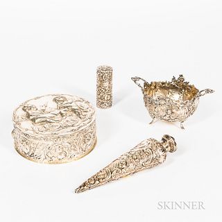 Four Continental Silver Vanity Items