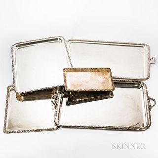 Five Silver-plated Serving Trays