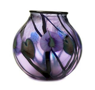 * An American Studio Glass Vase, Daniel Lotten, Height 6 3/4 inches.