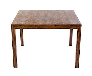 A Dunbar Macassar Ebony Side Table, Height 24 1/2 x width 35 1/2 x depth 35 1/2 inches.