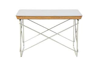 * A Charles and Ray Eames Birch and Laminate LTR Table, Height 9 3/4 x width 15 3/8 x depth 13 1/6 inches.