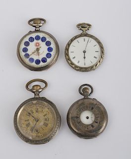 Group of Four Silver and Silvered-Metal Pocket Watches