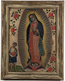 A Mexican Retablo, Height 24 1/2 x width 18 inches.
