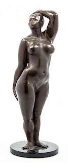A Patinated Bronze Figure, Height overall 24 inches.