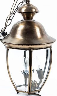 A Georgian Style Brass Lantern, Height 16 inches.