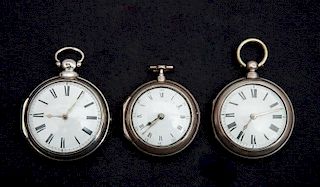 Three Silver Pair Cased Verge Watches