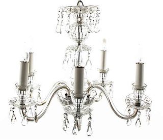 A Molded Glass Five-Light Chandelier, Height 19 inches.