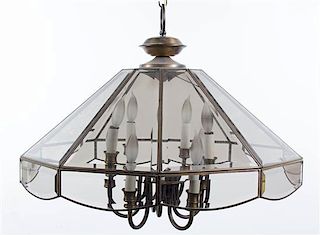 A Smoked Glass Light Fixture, Width 24 inches.