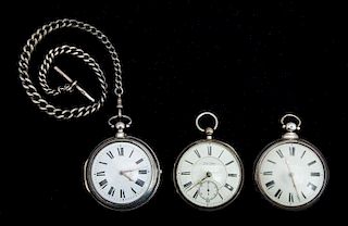 Three Silver Pocket Watches