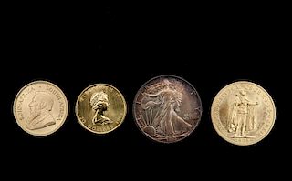 Group of Four Gold and Silver Coins