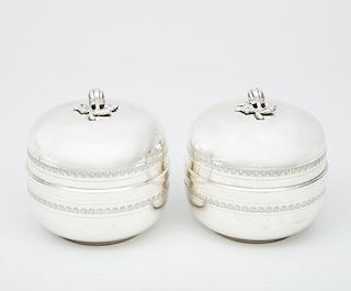 Pair of Silver-Plated Jars and Covers
