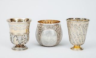 Two Mexican Silver-Gilt Cups and a Mexican Silver Cup
