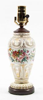 A Bohemian Enameled Case Glass Vase, Height 8 inches.