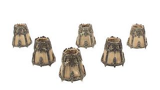 A Set of Six Neoclassical Cast Metal Shades, Height 4 3/4 inches.