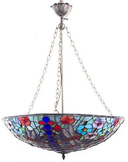 A Leaded Glass Chandelier, Diameter 30 inches.