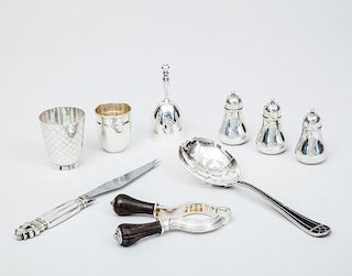Group of Nine Silver and Silver-Plated Small Table Articles