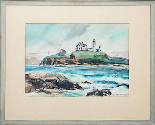 Alfred Maynard Braga (b. 1911): Nubble Lighthouse, York Beach, ME