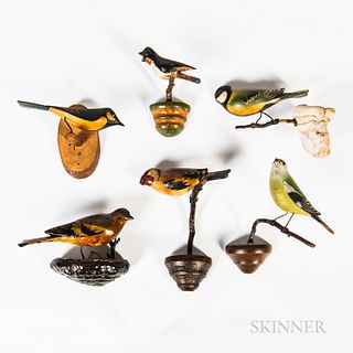 Six Carved and Painted Bird Wall Ornaments