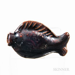 Glazed Redware Fish-form Flask