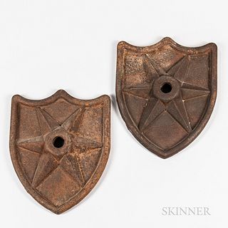 Pair of Cast Iron Building Stars on Shields