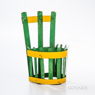 Green- and Yellow-painted Iron Tea Garden Plant Holder