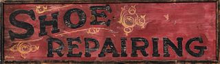 Two-sided Painted Wood "Shoe Repairing" Trade Sign