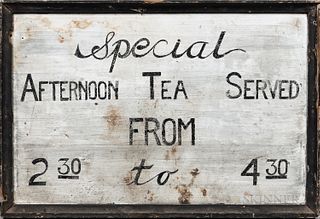 Painted Tin and Wood "Afternoon Tea" Sign