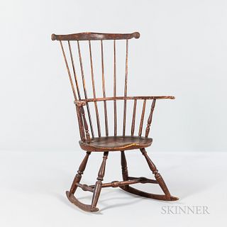 Grain-painted Fan Back Windsor Armed Rocking Chair