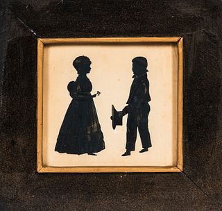 Watercolor Silhouette of a Girl and a Boy