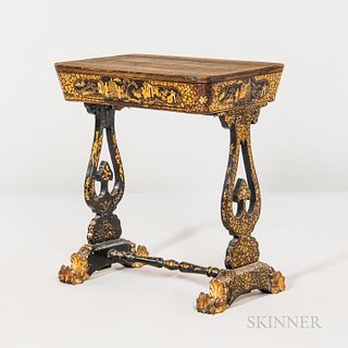 Chinese Lacquer Decorated Sewing Table