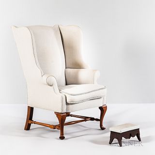 Queen Anne Mahogany Upholstered Easy Chair
