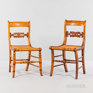 Pair of Grecian Tier Maple Carved Side Chairs