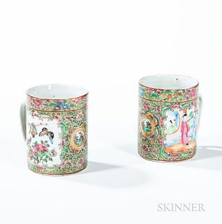 Pair of Rose Medallion Export Porcelain Mugs