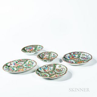 Five Famille Rose Export Porcelain Table Items