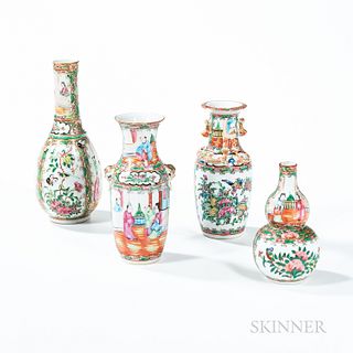 Four Rose Medallion Export Porcelain Vases