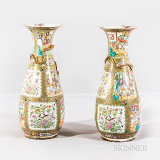 Pair of Large Famille Rose Urn Vases