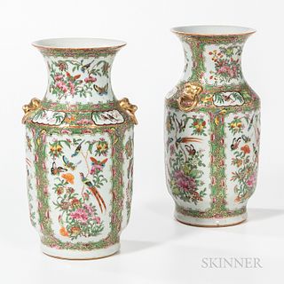 Pair of Famille Rose Export Porcelain Vases