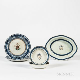 Five Armorial Export Porcelain Table Items