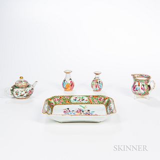 Five Small Pieces of Famille Rose Export Porcelain