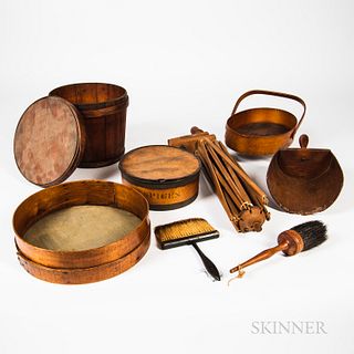 Five Wood Shaker Items and Three Wood Household Items