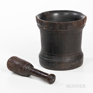 Lignum Vitae Mortar and Pestle Alleged to Have Descended from Governor William Bradford