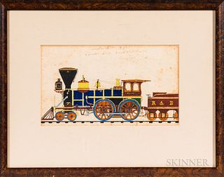 Watercolor Portrait of a Rutland Railroad Locomotive and Tender