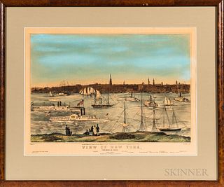 Lithograph View of New York from Brooklyn Heights