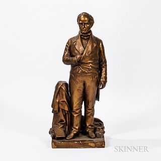 Gold-painted/Gilded Plaster Statue of Daniel Webster